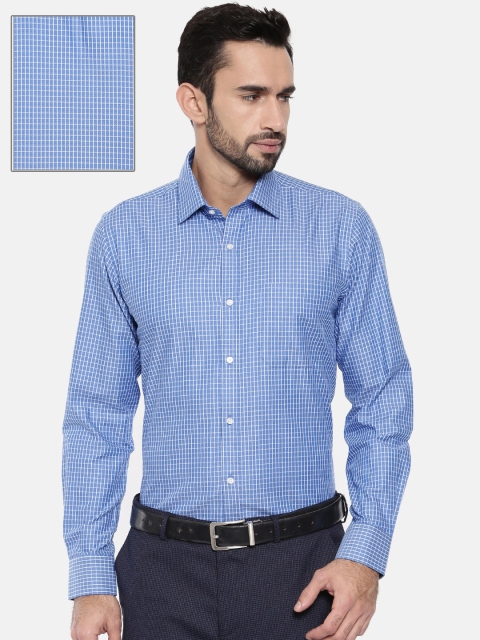 

Raymond Men Blue Contemporary Regular Fit Checked Formal Shirt
