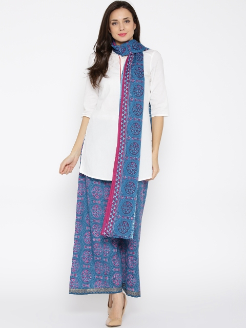 

Biba OUTLET Women Blue Printed Palazzo Trousers with Dupatta