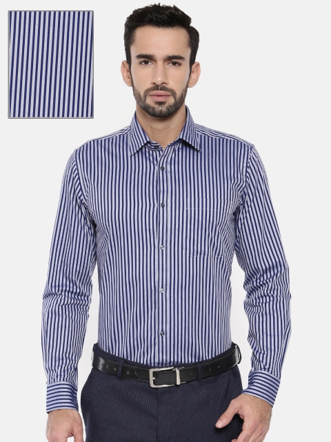

Raymond Men Blue Contemporary Regular Fit Striped Formal Shirt