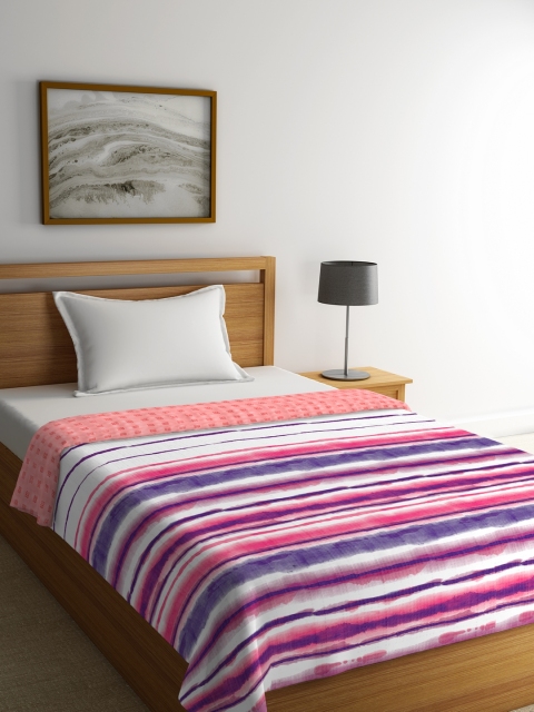 

Portico New York White & Pink Striped AC Room 120 GSM Single Bed Comforter