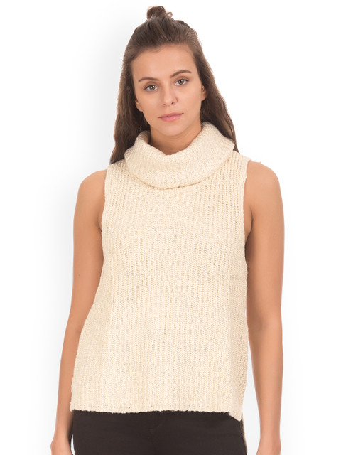 

Aeropostale Women Beige Self Design Sweater