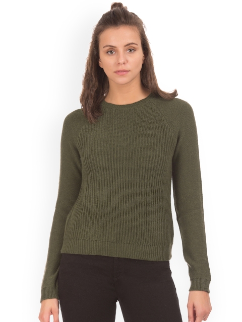 

Aeropostale Women Green Solid Sweater