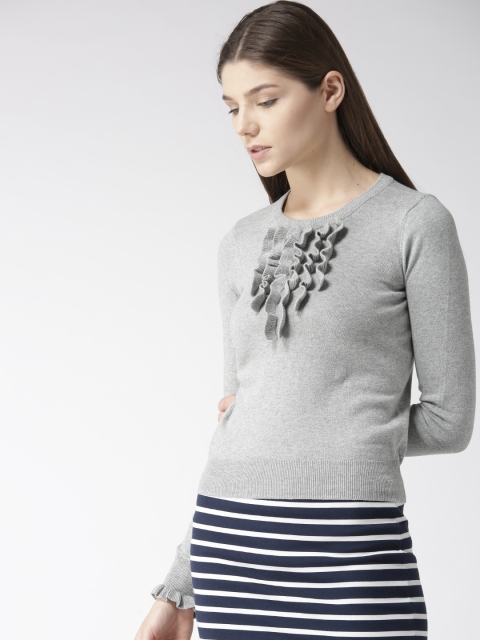 

Aeropostale Women Grey Solid Pullover