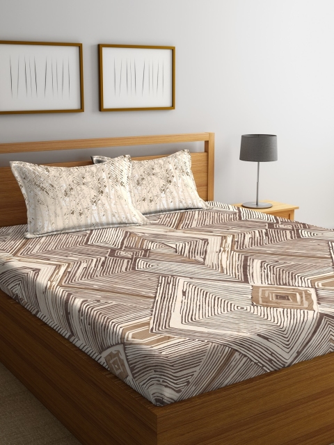 

Portico New York Multicoloured Graphic Flat 210 TC Cotton 1 King Bedsheet with 2 Pillow Covers, Multi