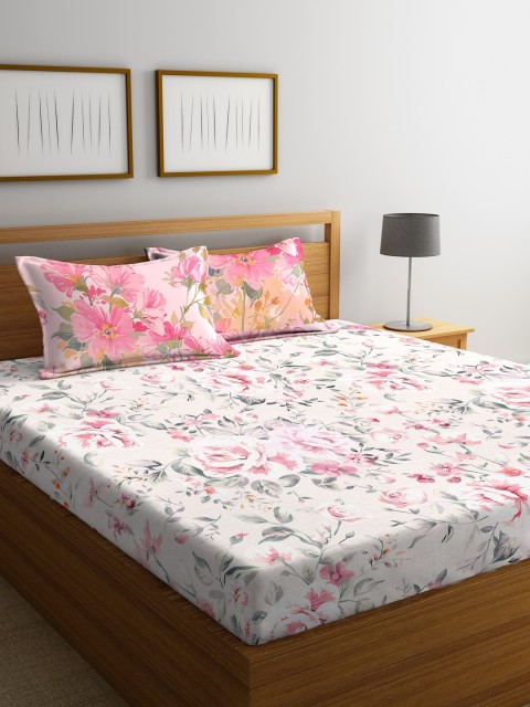 

Portico New York Multicoloured Graphic Flat 210 TC Cotton 1 King Bedsheet with 2 Pillow Covers, Multi