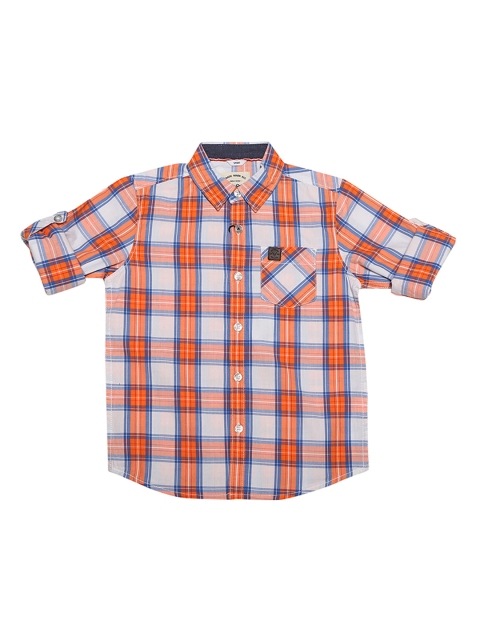 

Allen Solly Junior Boys Orange & White Regular Fit Checked Casual Shirt