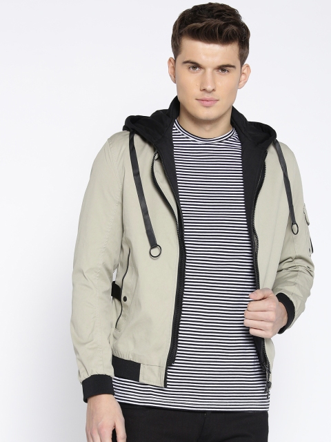 

Killer Men Beige Solid Bomber Jacket