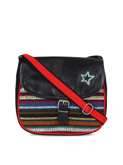 

Anekaant Black & Red Self Design Sling Bag