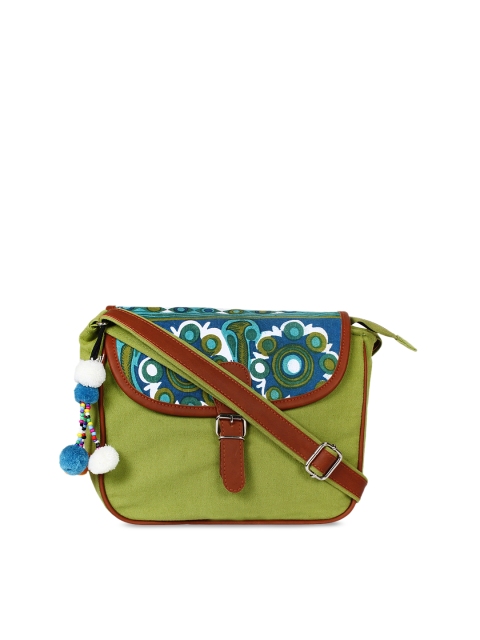 

Anekaant Green Printed Sling Bag