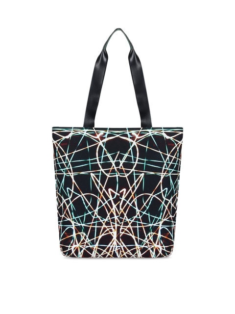 

Anekaant Black & Sea Green Printed Tote Bag