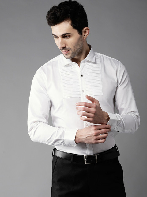 

DENNISON Men White Solid Slim Fit Partywear Shirt