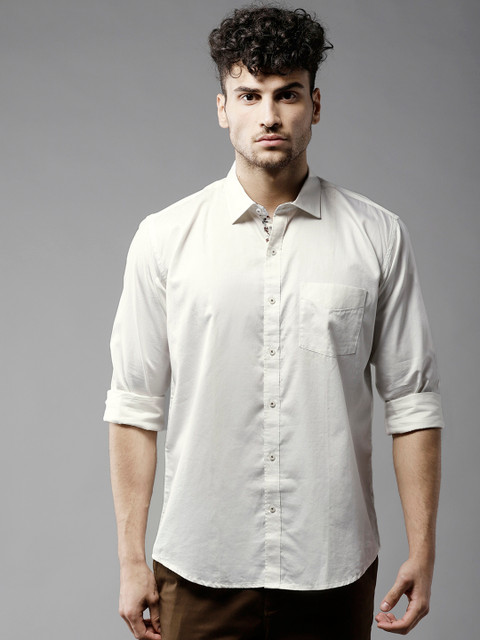 

DENNISON Men Off-White Solid Slim Fit Casual Shirt