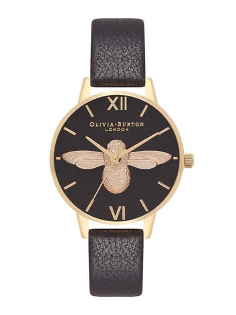 

OLIVIA BURTON LONDON Women Black & Gold-Toned Analogue Watch OB16AM118W