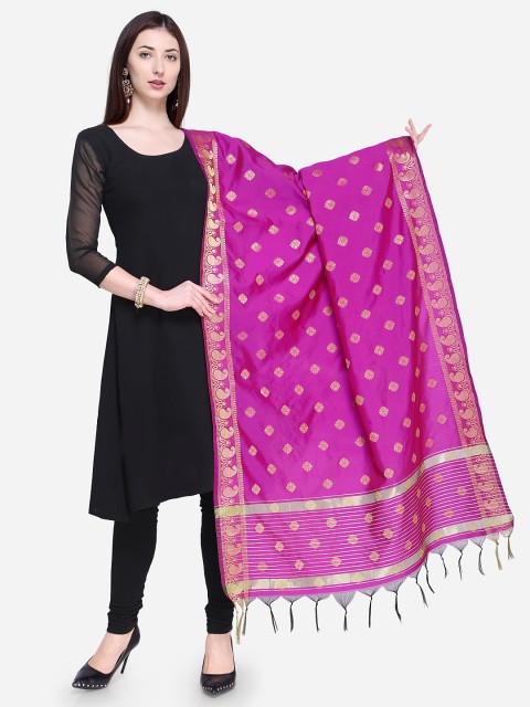 

Satrani Purple & Gold-Toned Woven Design Dupatta