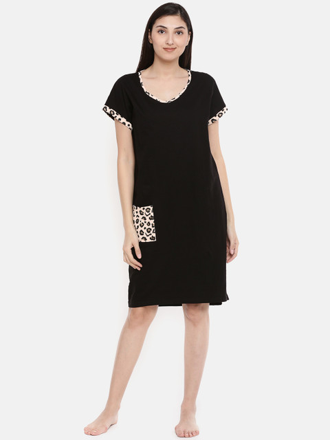 

Slumber Jill Women Black Solid Sleep T-Shirt FWSJ1013