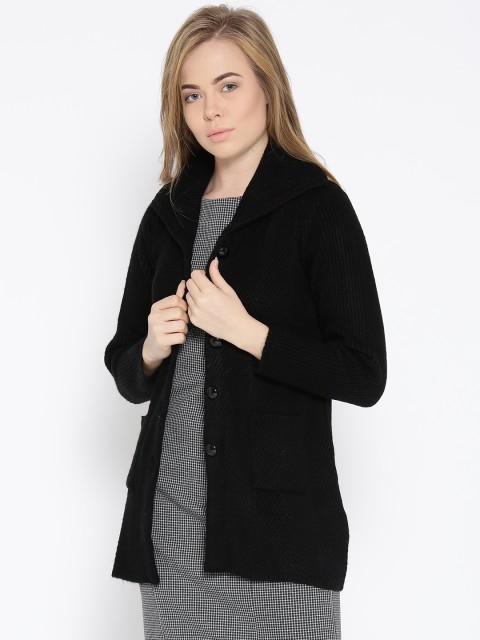 

Cayman Women Black Self-Design Woollen Cardigan