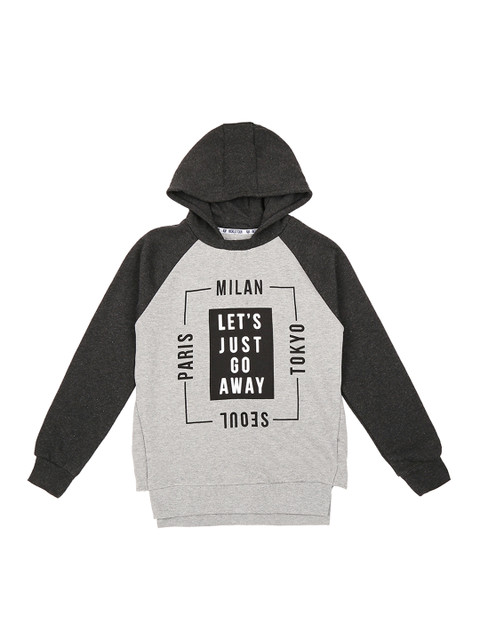 

POPPERS by Pantaloons Boys Grey Printed Hooded Sweatshirt