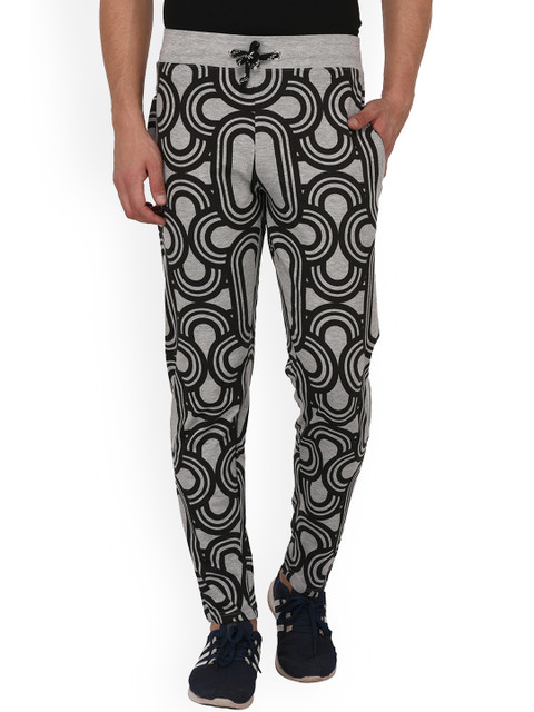 

Oneliner Men Grey & Black Self Design Slim Fit Track pant