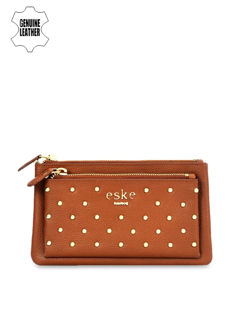 

Eske Women Brown Self Design Zip Around Wallet