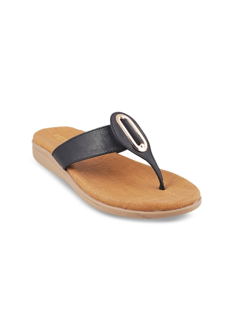 

Metro Women Black Solid Synthetic T-Strap Flats