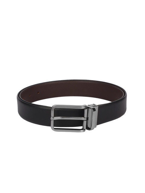 

CHRISTOPOLO Men Black & Brown Textured Reversible Belt