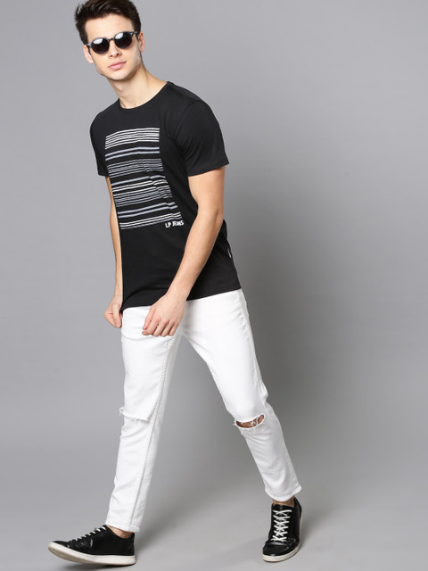 

Louis Philippe Jeans Men Black Printed Round Neck T-shirt