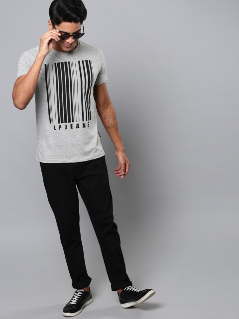 

Louis Philippe Jeans Men Grey Printed Round Neck T-shirt