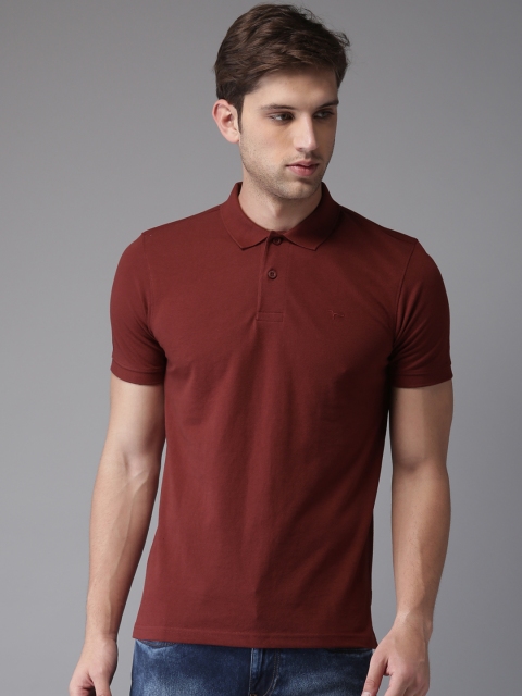 

Flying Machine Men Maroon Solid Polo Collar T-shirt