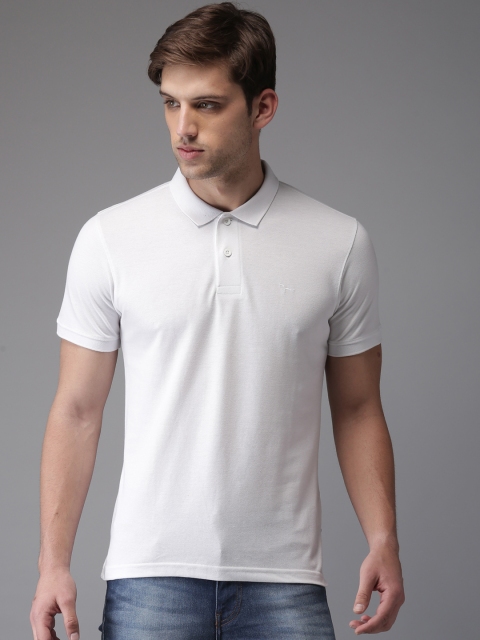 

Flying Machine Men White Solid Polo Collar T-shirt