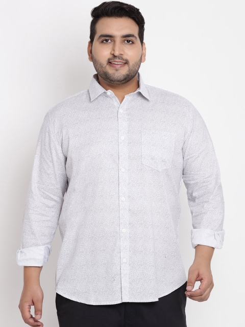 

John Pride Plus Size Men Off-White Regular Fit Printed Casual Shirt