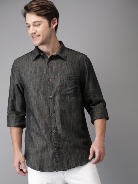 

HERE&NOW Men Grey Regular Fit Solid Casual Shirt