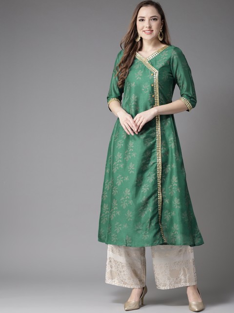 

Moda Rapido Women Green Printed A-Line Kurta