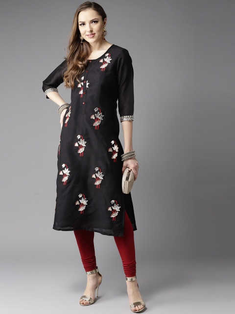

Moda Rapido Women Black & Red Gotta Patti Straight Kurta