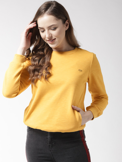 

Madame Women Yellow Solid Sweatshirt