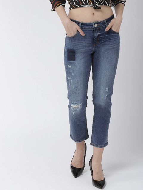 

Madame Women Blue Regular Fit Mid-Rise Mildly Distressed Stretchable Jeans