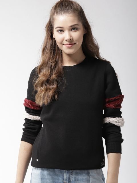 

Madame Women Black Solid Sweatshirt