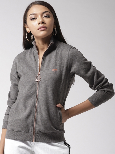 

Madame Women Charcoal Grey Solid Sweatshirt