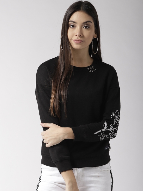 

Madame Women Black Solid Sweatshirt