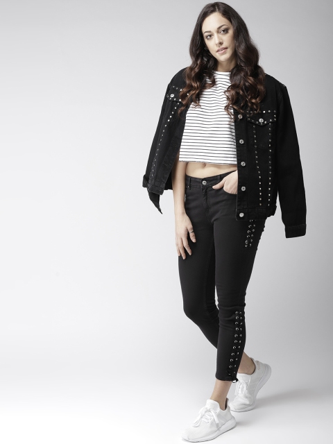 

Madame Women Black Regular Fit Mid-Rise Clean Look Stretchable Cropped Jeans