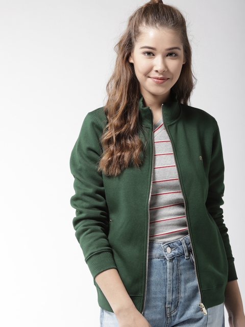 

Madame Women Green Solid Sweatshirt