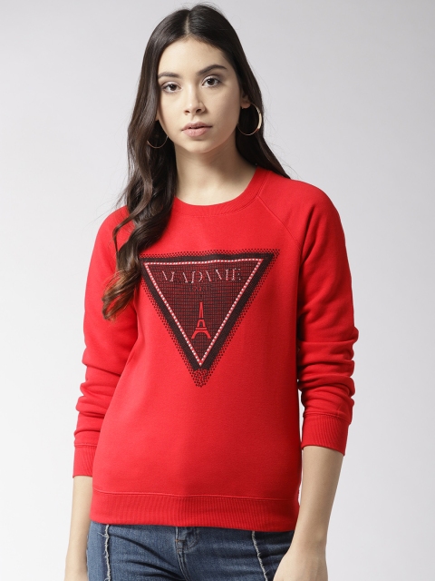 

Madame Women Red Printed Sweatshirt