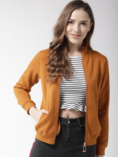 

Madame Women Mustard Brown Solid Sweatshirt