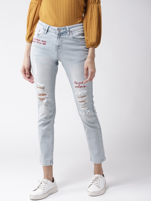 

Madame Women Blue Regular Fit Mid-Rise Mildly Distressed Cropped Jeans