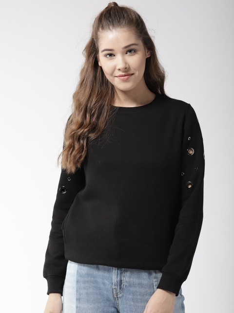 

Madame Women Black Solid Sweatshirt
