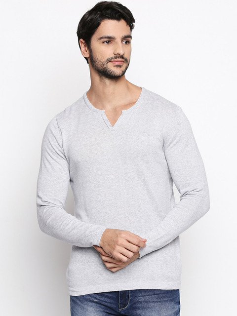 

Urban Ranger by pantaloons Men Grey Solid Henley Neck T-shirt