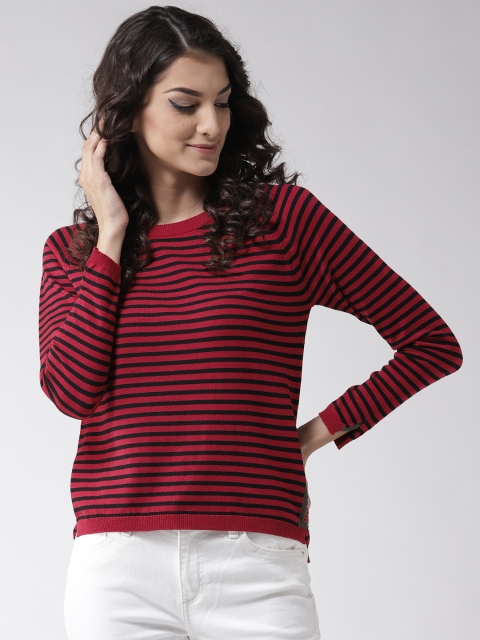 

Madame Women Red & Black Striped Pullover