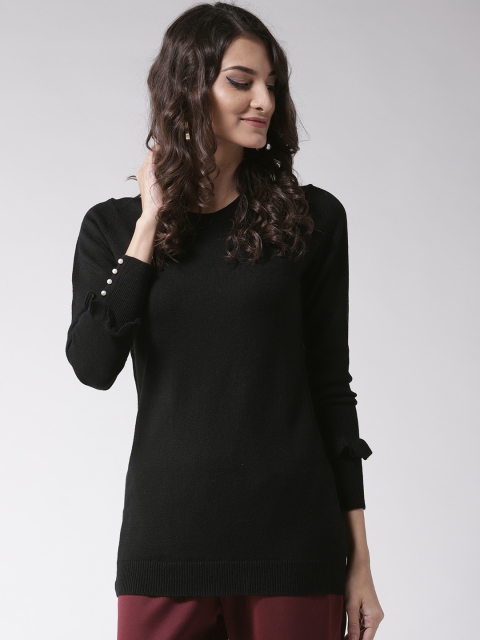 

Madame Women Black Solid Pullover