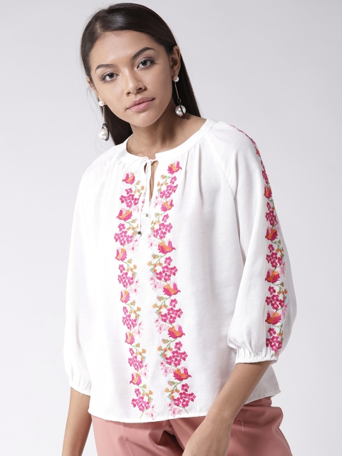 

Madame Women White Embroidered Top