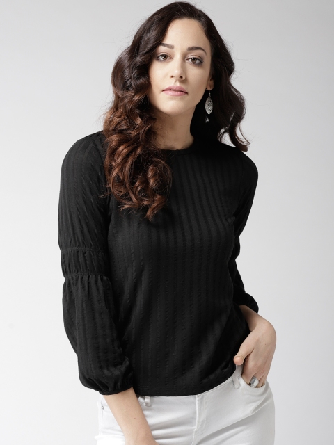 

Madame Women Black Self-Striped Top