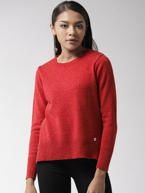 

Madame Women Red Solid Pullover